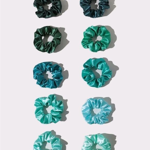 Green Satin Scrunchies  - Picture 3 of 3